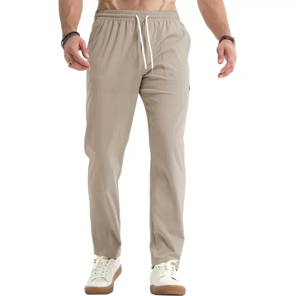 JMIERR Mens Casual Lightweight Pants Stretch Elastic Waist Drawstring Jogging Sweatpants Pants