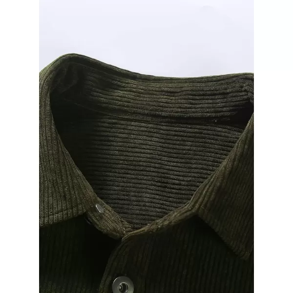 JMIERR Men's Corduroy Jacket Casual Button Down Shirts Long Sleeve Shacket Jackets Slim Fit Jacket with Flap Pockets