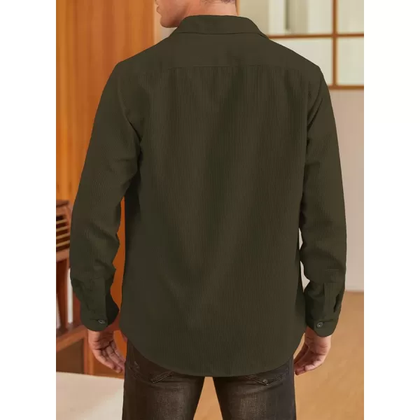 JMIERR Men's Corduroy Jacket Casual Button Down Shirts Long Sleeve Shacket Jackets Slim Fit Jacket with Flap Pockets
