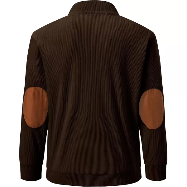 JMIERR Men's Corduroy Sweatshirt Casual Long Sleeve Stand Collar Button Pullover Sweatshirts with Pockets