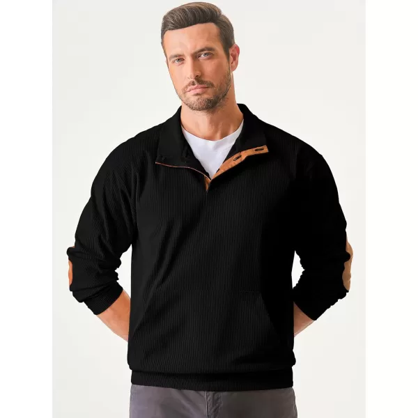 JMIERR Men's Corduroy Sweatshirt Casual Long Sleeve Stand Collar Button Pullover Sweatshirts with Pockets