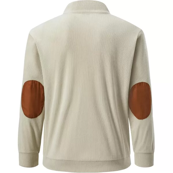 JMIERR Men's Corduroy Sweatshirt Casual Long Sleeve Stand Collar Button Pullover Sweatshirts with Pockets