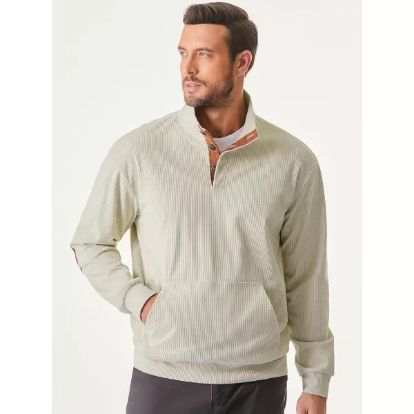 JMIERR Men's Corduroy Sweatshirt Casual Long Sleeve Stand Collar Button Pullover Sweatshirts with Pockets