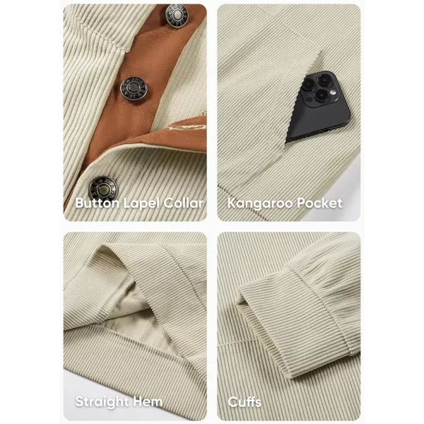 JMIERR Men's Corduroy Sweatshirt Casual Long Sleeve Stand Collar Button Pullover Sweatshirts with Pockets