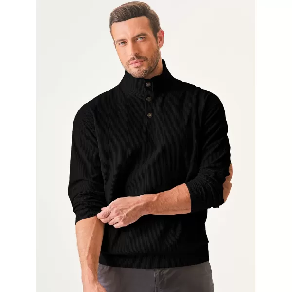 JMIERR Men's Corduroy Sweatshirt Casual Long Sleeve Stand Collar Button Pullover Sweatshirts with Pockets