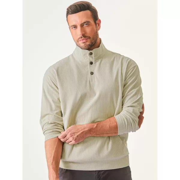 JMIERR Men's Corduroy Sweatshirt Casual Long Sleeve Stand Collar Button Pullover Sweatshirts with Pockets