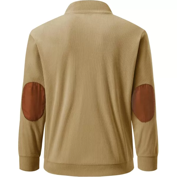 JMIERR Men's Corduroy Sweatshirt Casual Long Sleeve Stand Collar Button Pullover Sweatshirts with Pockets