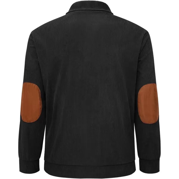 JMIERR Men's Corduroy Sweatshirt Casual Long Sleeve Stand Collar Button Pullover Sweatshirts with Pockets