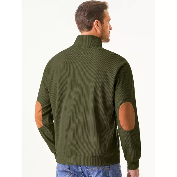 JMIERR Men's Corduroy Sweatshirt Casual Long Sleeve Stand Collar Button Pullover Sweatshirts with Pockets