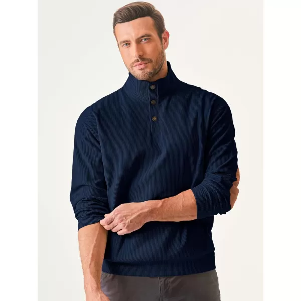 JMIERR Men's Corduroy Sweatshirt Casual Long Sleeve Stand Collar Button Pullover Sweatshirts with Pockets