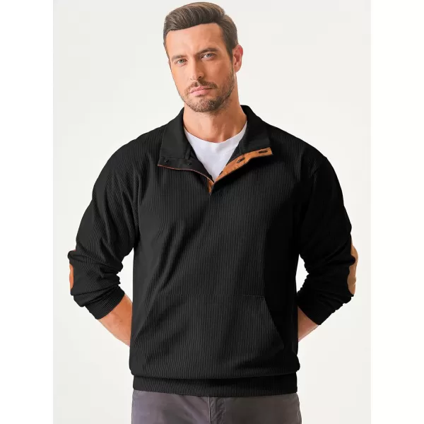 JMIERR Men's Corduroy Sweatshirt Casual Long Sleeve Stand Collar Button Pullover Sweatshirts with Pockets