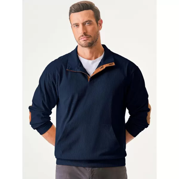 JMIERR Men's Corduroy Sweatshirt Casual Long Sleeve Stand Collar Button Pullover Sweatshirts with Pockets