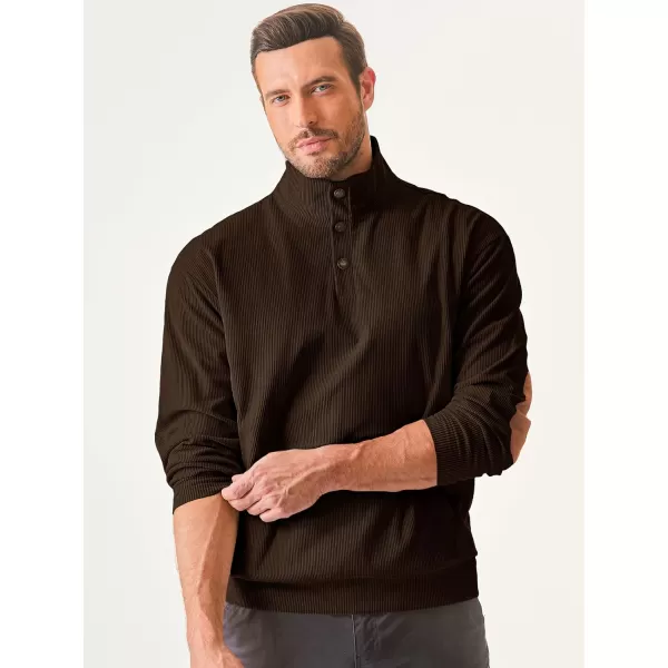 JMIERR Men's Corduroy Sweatshirt Casual Long Sleeve Stand Collar Button Pullover Sweatshirts with Pockets