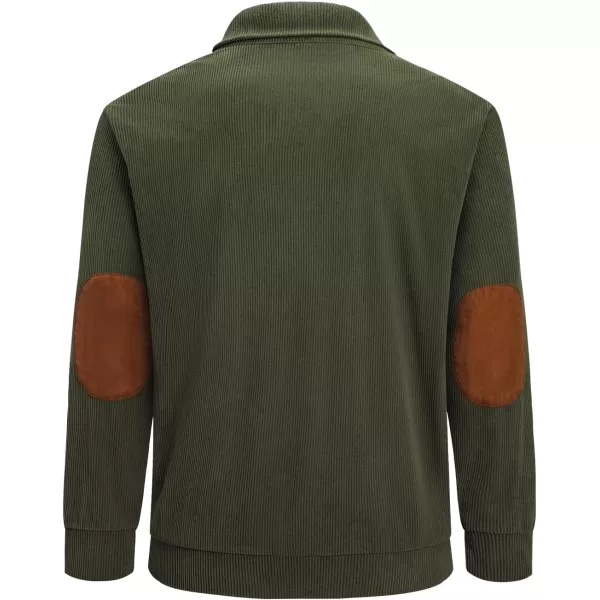 JMIERR Men's Corduroy Sweatshirt Casual Long Sleeve Stand Collar Button Pullover Sweatshirts with Pockets