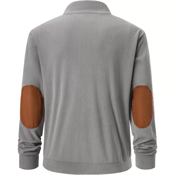 JMIERR Men's Corduroy Sweatshirt Casual Long Sleeve Stand Collar Button Pullover Sweatshirts with Pockets
