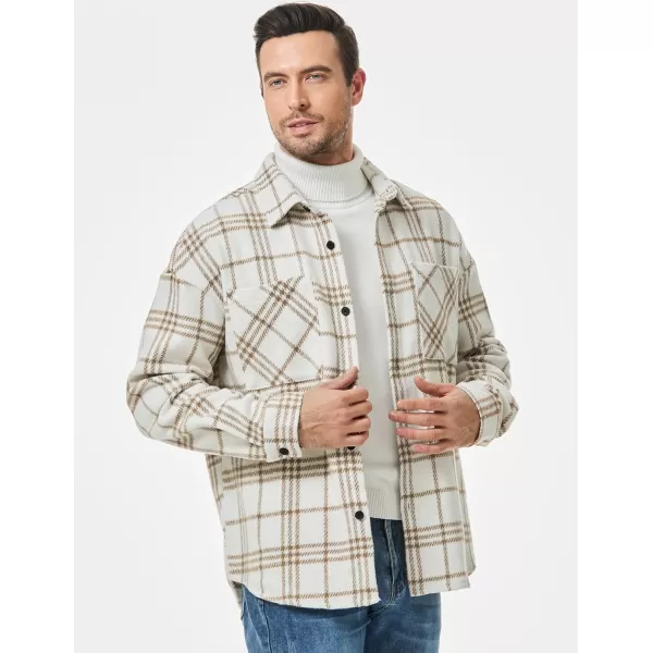 JMIERR Mens Flannel Shirts Shackets Casual Button Down Long Sleeve Plaid Shirt Cotton Lightweight Jackets with Pockets