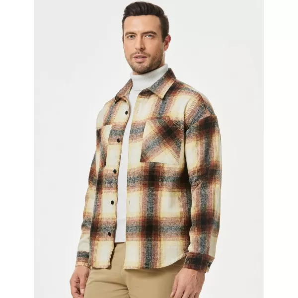 JMIERR Mens Flannel Shirts Shackets Casual Button Down Long Sleeve Plaid Shirt Cotton Lightweight Jackets with Pockets