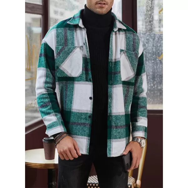 JMIERR Mens Flannel Shirts Shackets Casual Button Down Long Sleeve Plaid Shirt Cotton Lightweight Jackets with Pockets