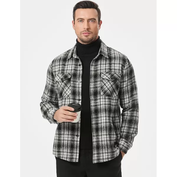 JMIERR Mens Flannel Shirts Shackets Casual Button Down Long Sleeve Plaid Shirt Cotton Lightweight Jackets with Pockets