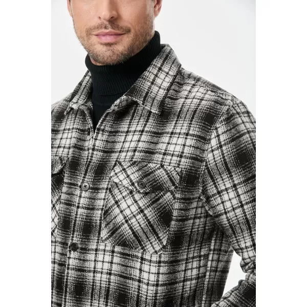 JMIERR Mens Flannel Shirts Shackets Casual Button Down Long Sleeve Plaid Shirt Cotton Lightweight Jackets with Pockets