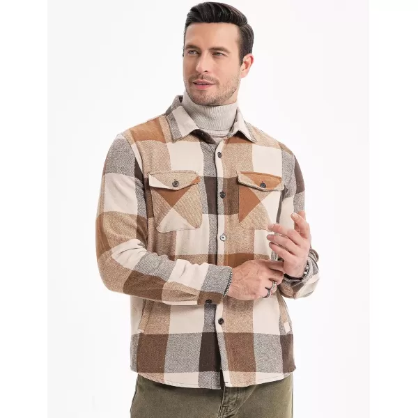 JMIERR Mens Flannel Shirts Shackets Casual Button Down Long Sleeve Plaid Shirt Cotton Lightweight Jackets with Pockets