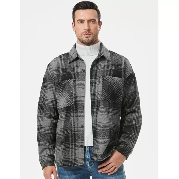 JMIERR Mens Flannel Shirts Shackets Casual Button Down Long Sleeve Plaid Shirt Cotton Lightweight Jackets with Pockets