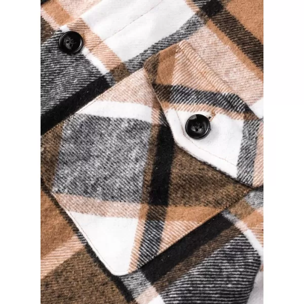 JMIERR Mens Flannel Shirts Shackets Casual Button Down Long Sleeve Plaid Shirt Cotton Lightweight Jackets with Pockets