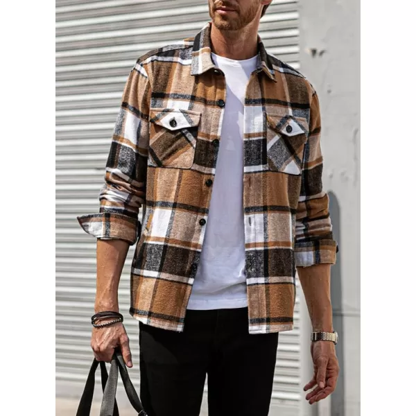 JMIERR Mens Flannel Shirts Shackets Casual Button Down Long Sleeve Plaid Shirt Cotton Lightweight Jackets with Pockets
