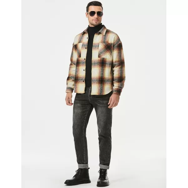 JMIERR Mens Flannel Shirts Shackets Casual Button Down Long Sleeve Plaid Shirt Cotton Lightweight Jackets with Pockets