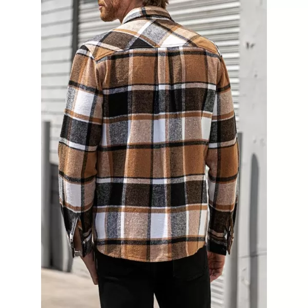 JMIERR Mens Flannel Shirts Shackets Casual Button Down Long Sleeve Plaid Shirt Cotton Lightweight Jackets with Pockets