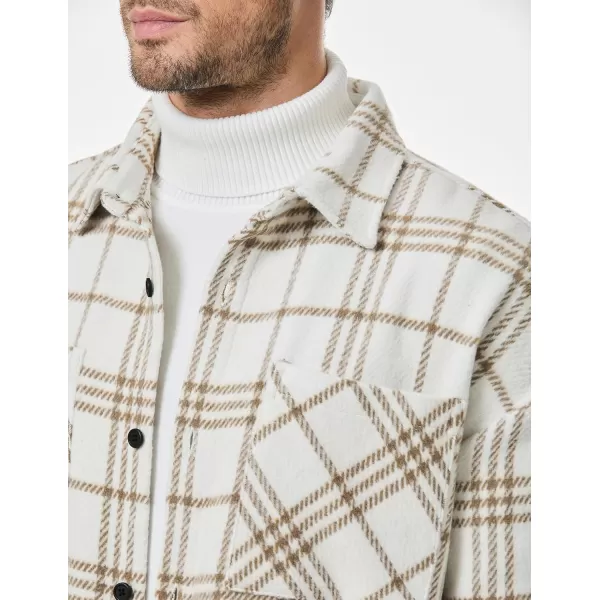 JMIERR Mens Flannel Shirts Shackets Casual Button Down Long Sleeve Plaid Shirt Cotton Lightweight Jackets with Pockets