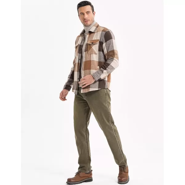JMIERR Mens Flannel Shirts Shackets Casual Button Down Long Sleeve Plaid Shirt Cotton Lightweight Jackets with Pockets
