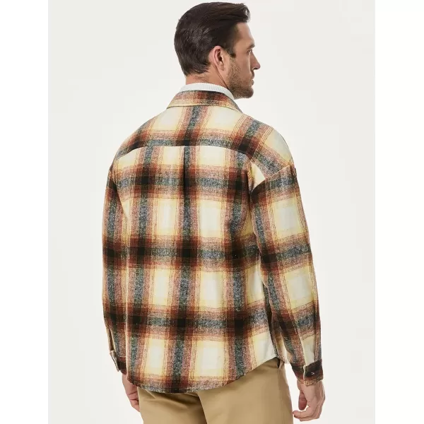 JMIERR Mens Flannel Shirts Shackets Casual Button Down Long Sleeve Plaid Shirt Cotton Lightweight Jackets with Pockets