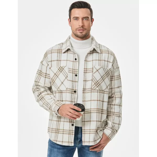 JMIERR Mens Flannel Shirts Shackets Casual Button Down Long Sleeve Plaid Shirt Cotton Lightweight Jackets with Pockets
