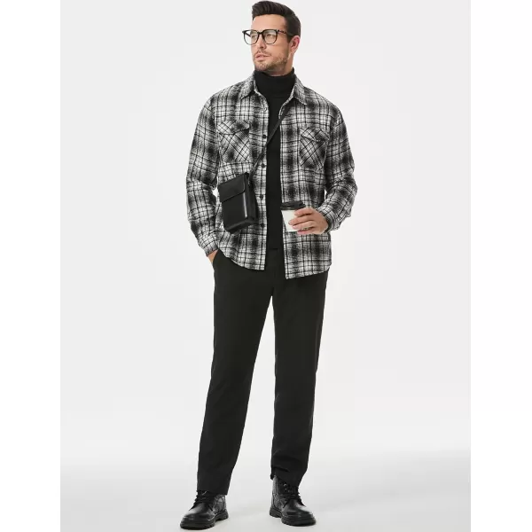 JMIERR Mens Flannel Shirts Shackets Casual Button Down Long Sleeve Plaid Shirt Cotton Lightweight Jackets with Pockets