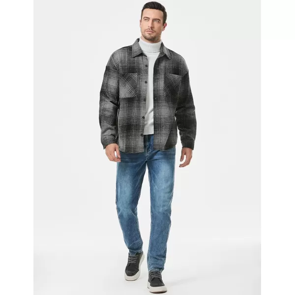 JMIERR Mens Flannel Shirts Shackets Casual Button Down Long Sleeve Plaid Shirt Cotton Lightweight Jackets with Pockets
