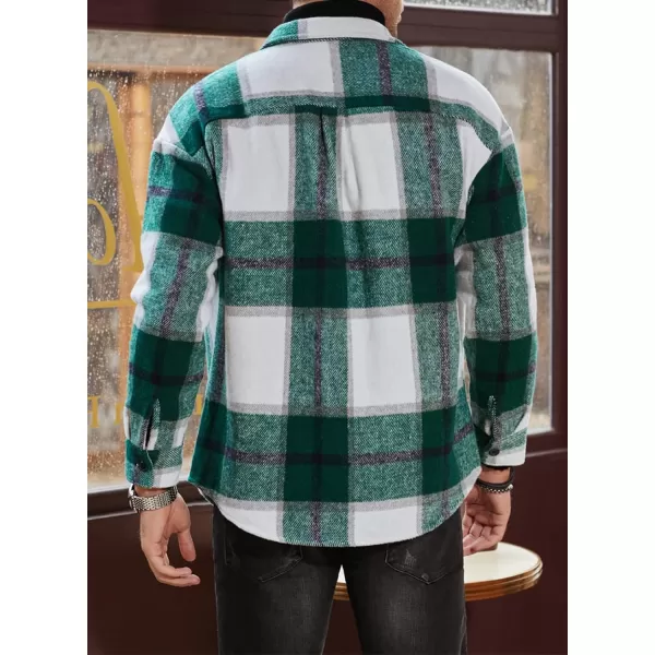 JMIERR Mens Flannel Shirts Shackets Casual Button Down Long Sleeve Plaid Shirt Cotton Lightweight Jackets with Pockets