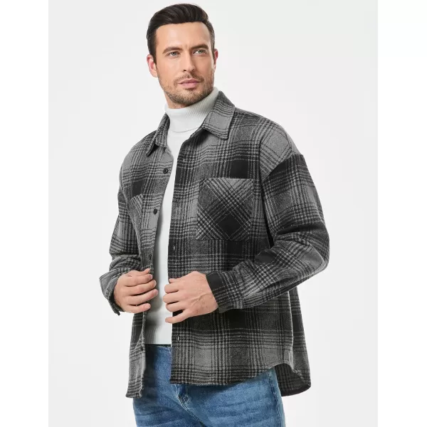 JMIERR Mens Flannel Shirts Shackets Casual Button Down Long Sleeve Plaid Shirt Cotton Lightweight Jackets with Pockets