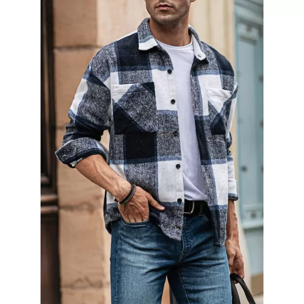 JMIERR Mens Flannel Shirts Shackets Casual Button Down Long Sleeve Plaid Shirt Cotton Lightweight Jackets with Pockets