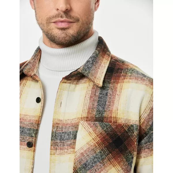 JMIERR Mens Flannel Shirts Shackets Casual Button Down Long Sleeve Plaid Shirt Cotton Lightweight Jackets with Pockets