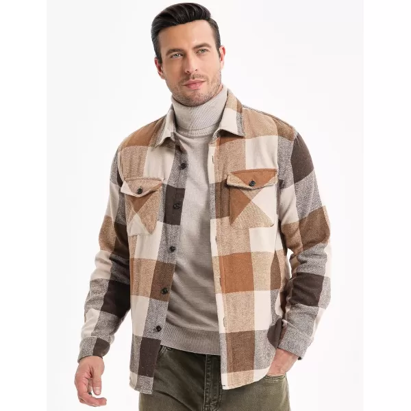 JMIERR Mens Flannel Shirts Shackets Casual Button Down Long Sleeve Plaid Shirt Cotton Lightweight Jackets with Pockets