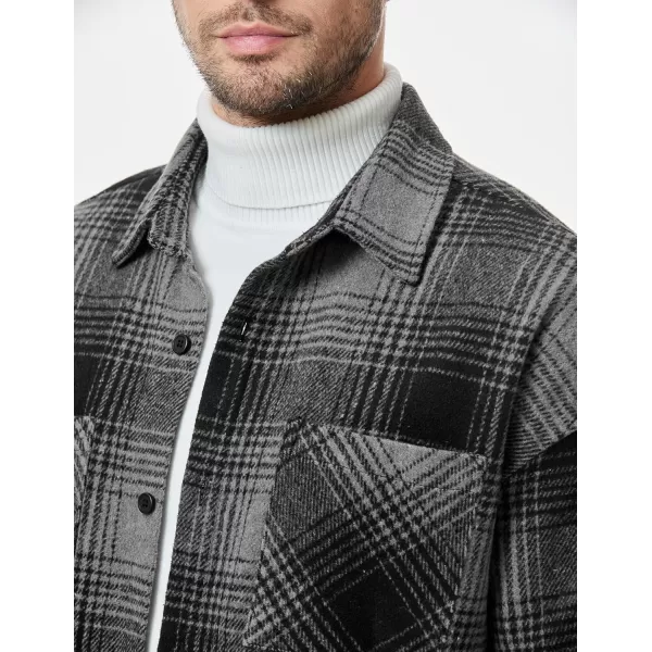 JMIERR Mens Flannel Shirts Shackets Casual Button Down Long Sleeve Plaid Shirt Cotton Lightweight Jackets with Pockets