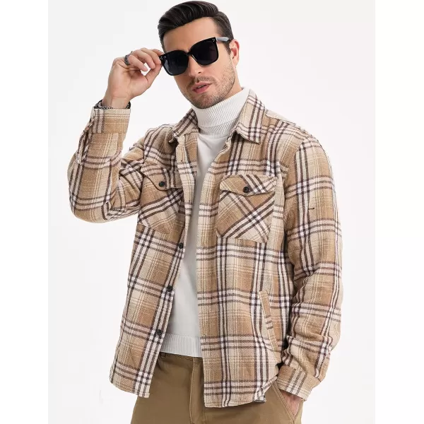 JMIERR Mens Flannel Shirts Shackets Casual Button Down Long Sleeve Plaid Shirt Cotton Lightweight Jackets with Pockets