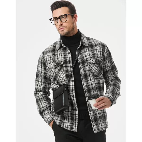 JMIERR Mens Flannel Shirts Shackets Casual Button Down Long Sleeve Plaid Shirt Cotton Lightweight Jackets with Pockets