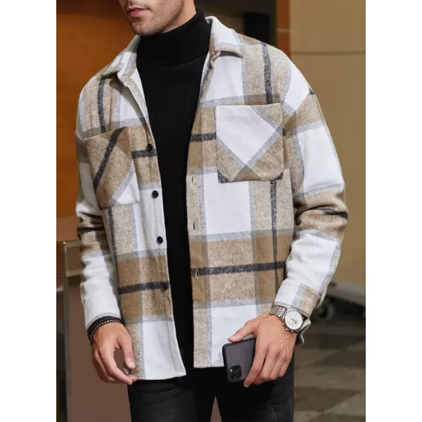 JMIERR Mens Flannel Shirts Shackets Casual Button Down Long Sleeve Plaid Shirt Cotton Lightweight Jackets with Pockets
