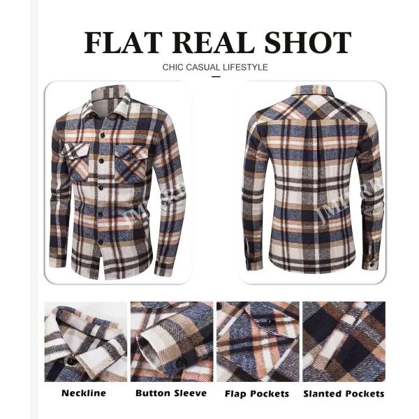 JMIERR Mens Flannel Shirts Shackets Casual Button Down Long Sleeve Plaid Shirt Cotton Lightweight Jackets with Pockets