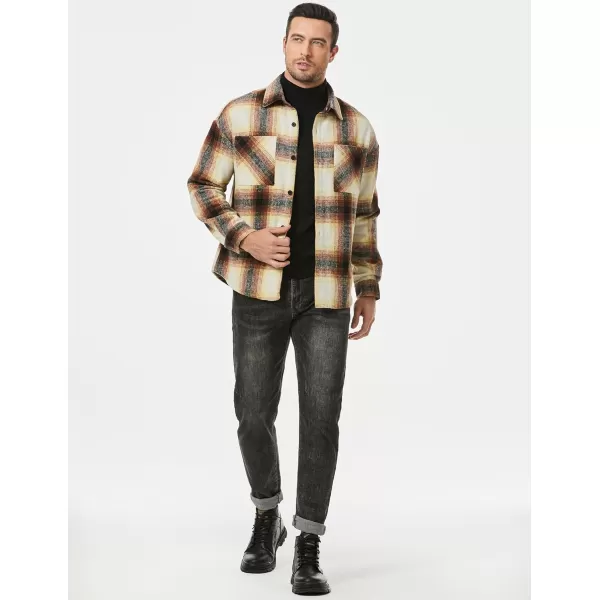 JMIERR Mens Flannel Shirts Shackets Casual Button Down Long Sleeve Plaid Shirt Cotton Lightweight Jackets with Pockets