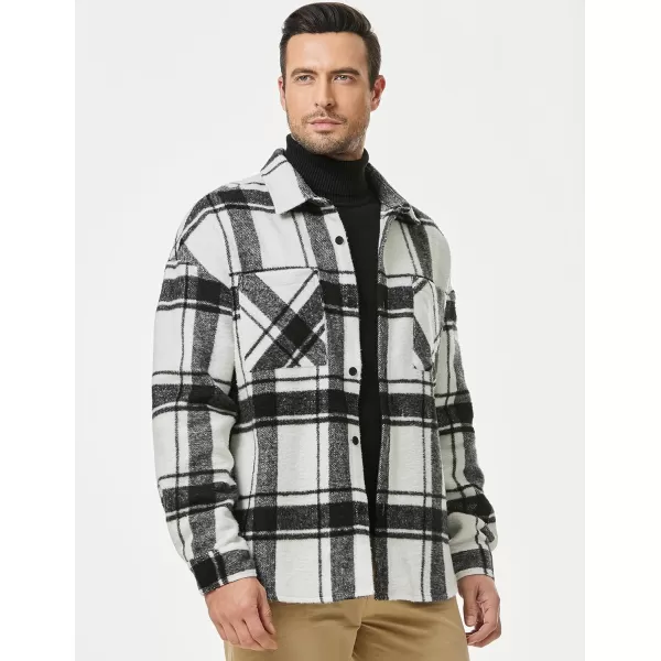 JMIERR Mens Flannel Shirts Shackets Casual Button Down Long Sleeve Plaid Shirt Cotton Lightweight Jackets with Pockets