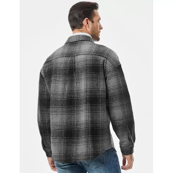 JMIERR Mens Flannel Shirts Shackets Casual Button Down Long Sleeve Plaid Shirt Cotton Lightweight Jackets with Pockets