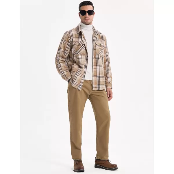 JMIERR Mens Flannel Shirts Shackets Casual Button Down Long Sleeve Plaid Shirt Cotton Lightweight Jackets with Pockets